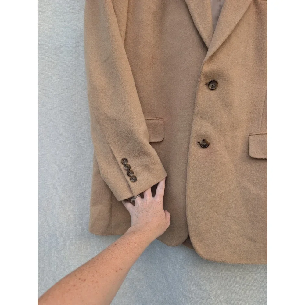 Jos A Bank Camel Hair Blazer Mens 43L Tan 100 Camel Hair Sport Coat 2 Button
